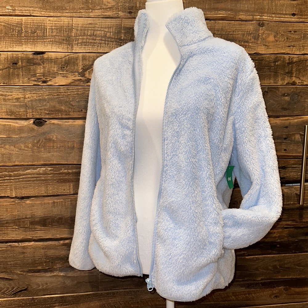 Light Baby Blue Fuzzy Zip Up Size Small
